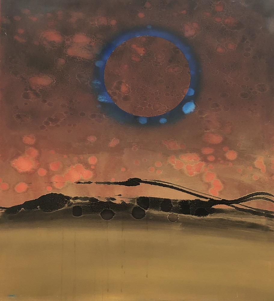 Volcano and Electric Blue Circle - Oil on canvas (1988)