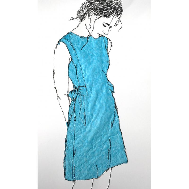 Blue Tissue Pinafore Cut Dress