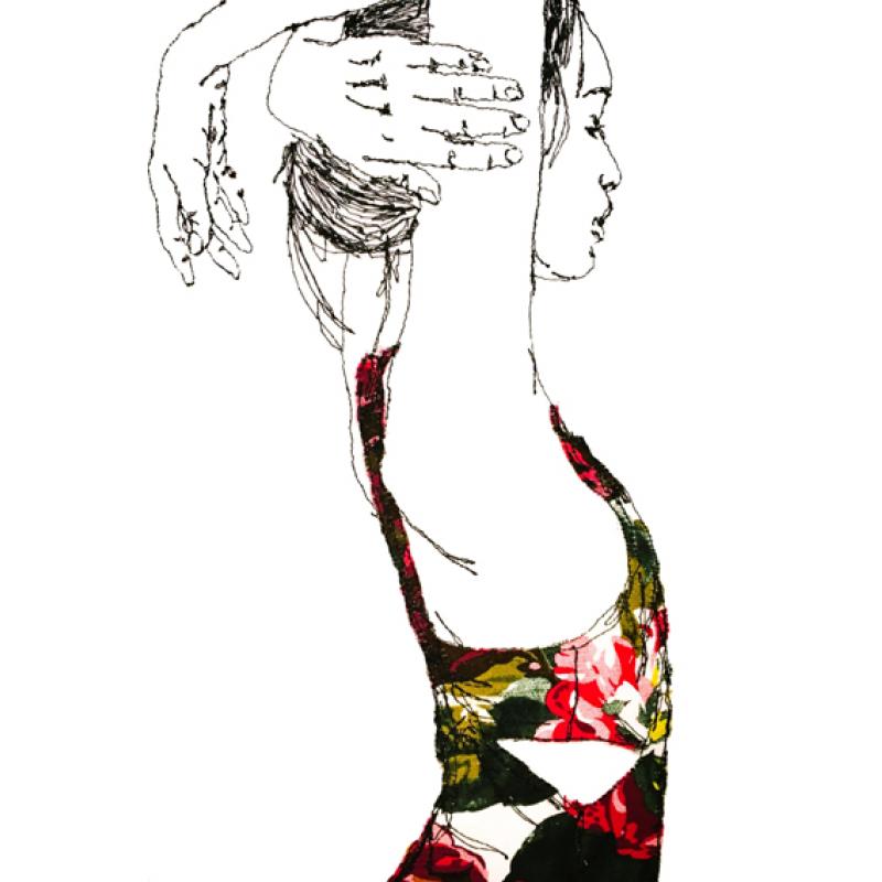 Floral Fabric Cut Out Detail Top