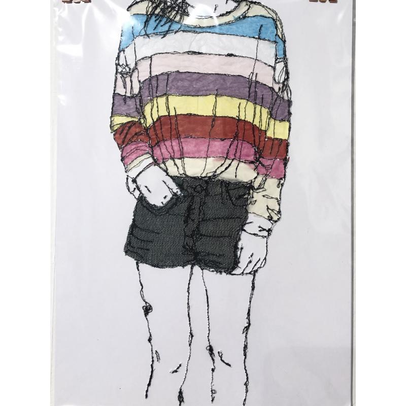 Mulitcoloured Jumper, Denim Shorts
