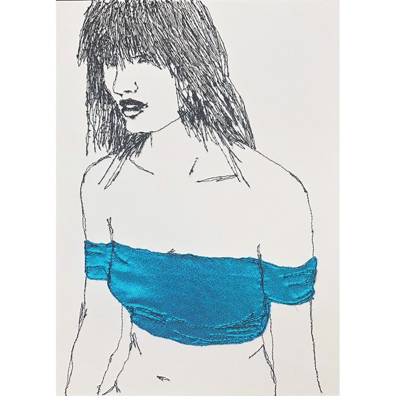 Off The Shoulder Blue Crop Top