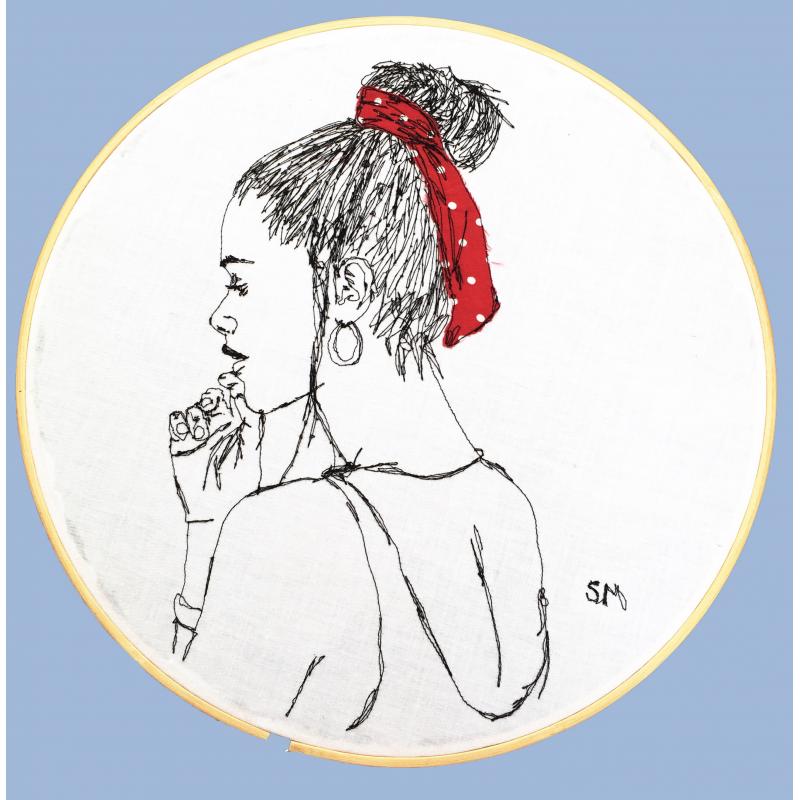 Red and White Spot Bun Scarf