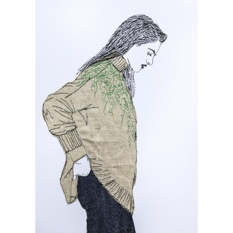 Green Embroidered Oversized Jumper