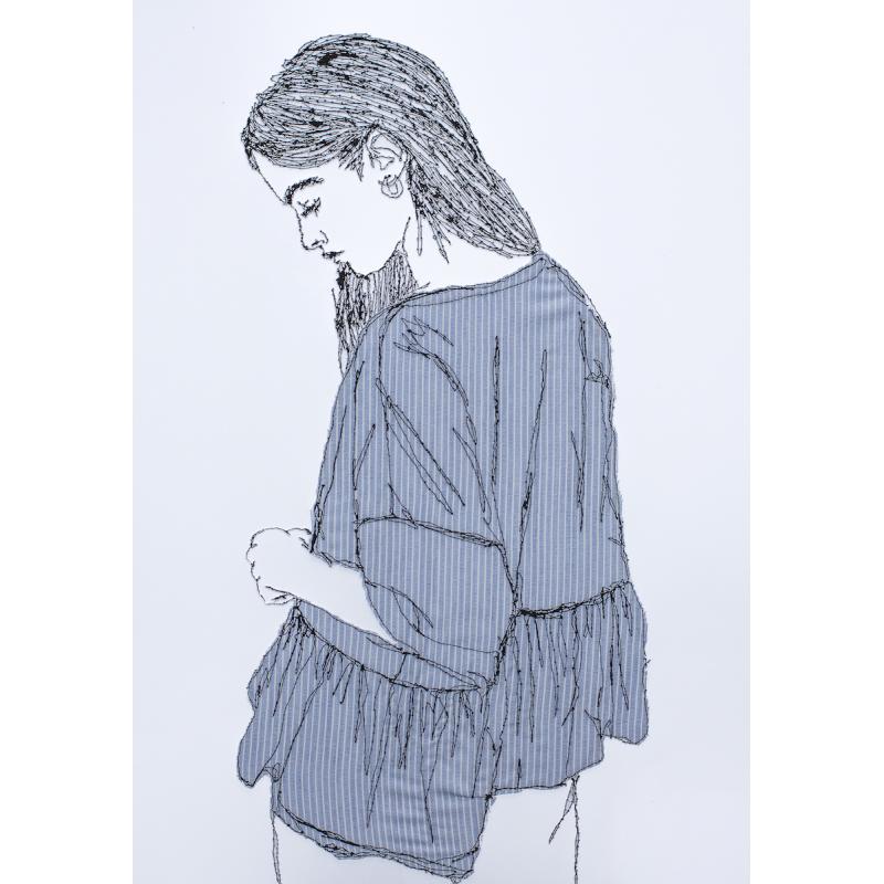Loose Ruffle Ditsy Blue Blouse