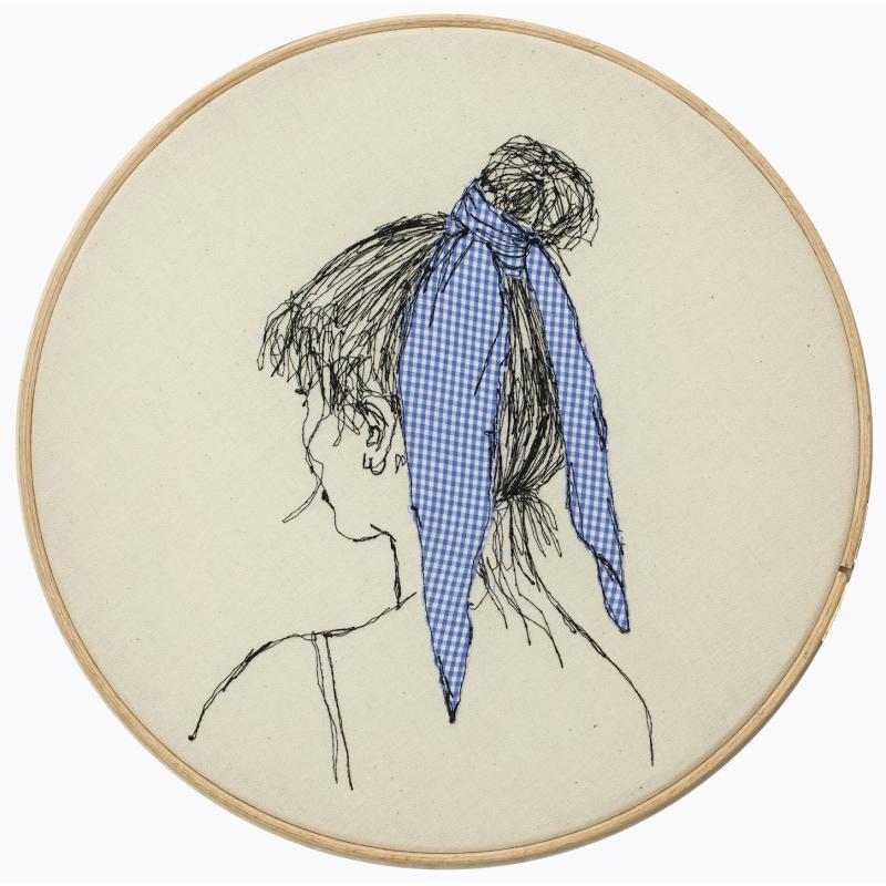 Blue Check Bun Scarf