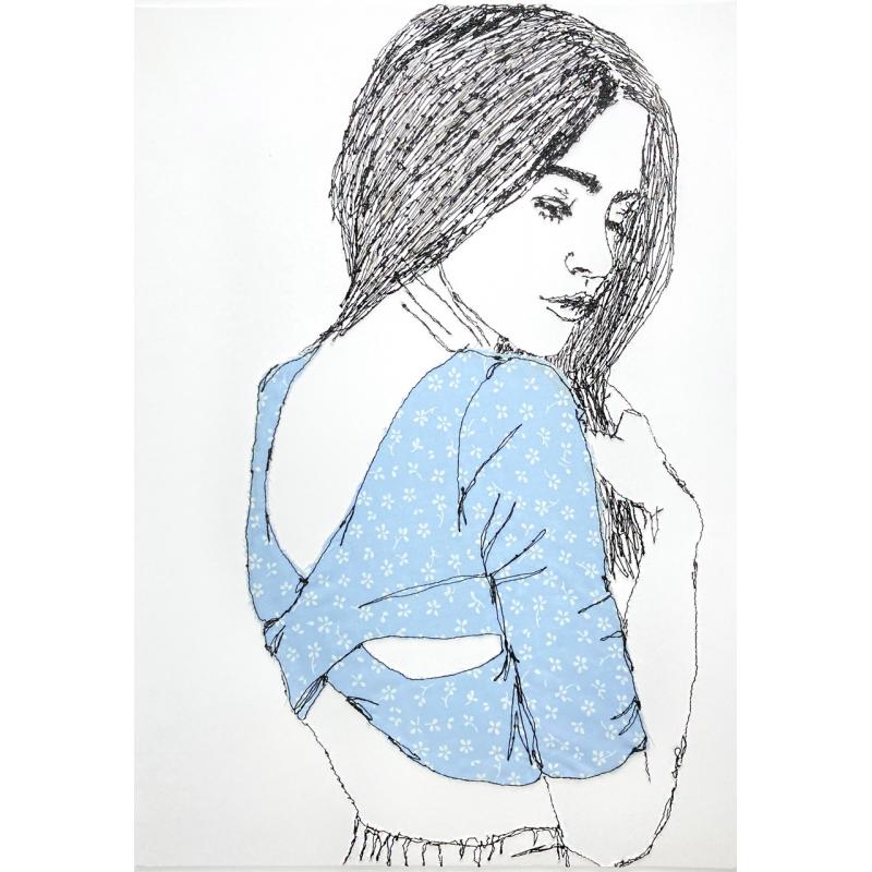 Ditsy Blue Cross Over Cut Out Top