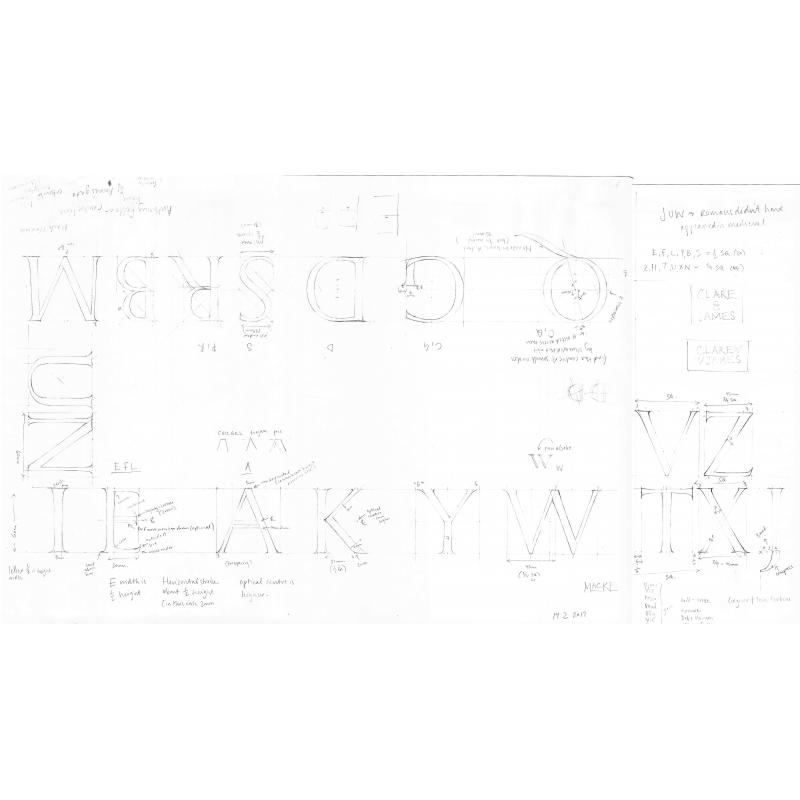 Original Drawing - the construction of carved letters